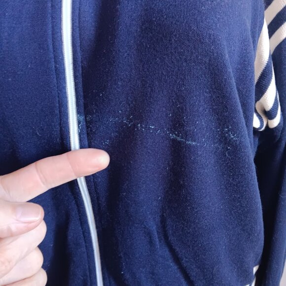 Women's Large Vintage Track Jacket Zip-Up White Stripes 1970's Buttery Jog-Joy - Picture 5 of 7